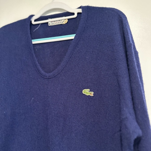 Vintage 70s/80s Izod Lacoste Men’s Sz: XL V-Neck Blue Pullover Sweater. - Picture 9 of 11